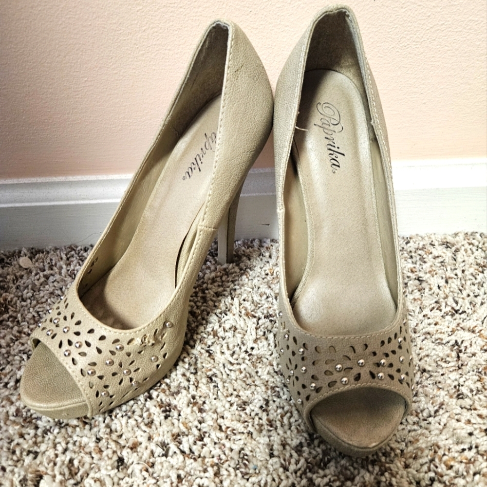 Paprika Silver Studded Platform Heels